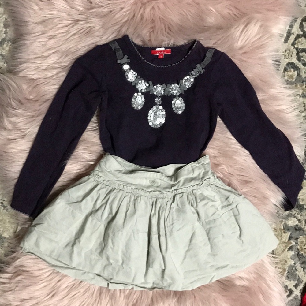 Beautiful set - Top with Sequined Necklace & Skirt